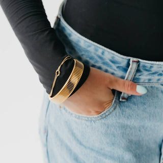 Chunky Statement Bangle Bracelet - Gold - The Red Thread Boutique