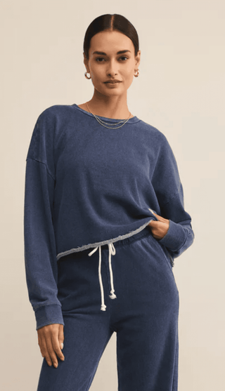 Circuit Knit Denim Sweatshirt, Indigo by Z Supply - The Red Thread Boutique