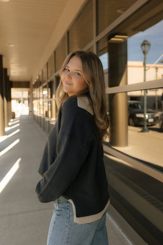 Color Combo Sweater, Navy *final sale* - The Red Thread Boutique