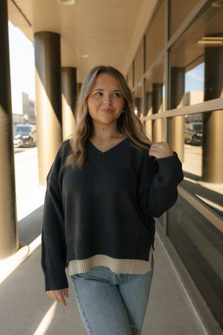 Color Combo Sweater, Navy *final sale* - The Red Thread Boutique