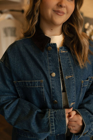 Contrast Collar Barn Jacket *final sale* - The Red Thread Boutique