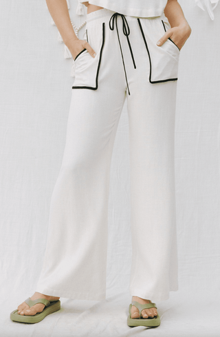Contrast Linen Pants - The Red Thread Boutique
