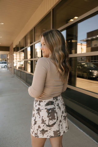 Cow Print Skirt *final sale - The Red Thread Boutique