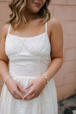 Cream Floral Lace Midi Dress *final sale* - The Red Thread Boutique