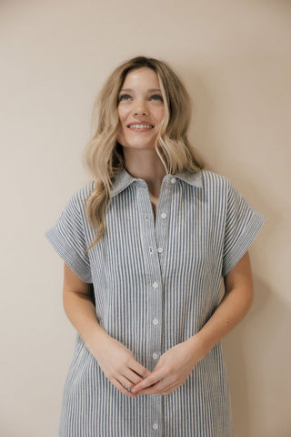 Crescent Dress, Blue Stripe - The Red Thread Boutique