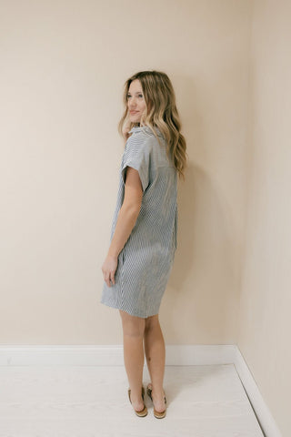 Crescent Dress, Blue Stripe - The Red Thread Boutique