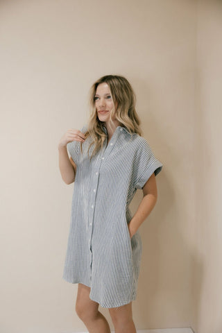 Crescent Dress, Blue Stripe - The Red Thread Boutique
