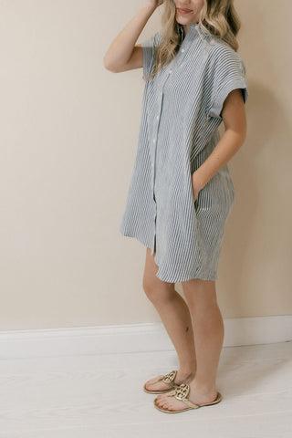 Crescent Dress, Blue Stripe - The Red Thread Boutique