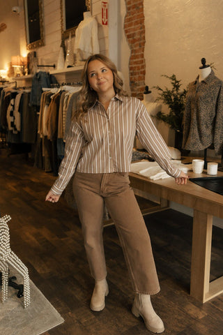 Crop Striped Shirt *final sale - The Red Thread Boutique