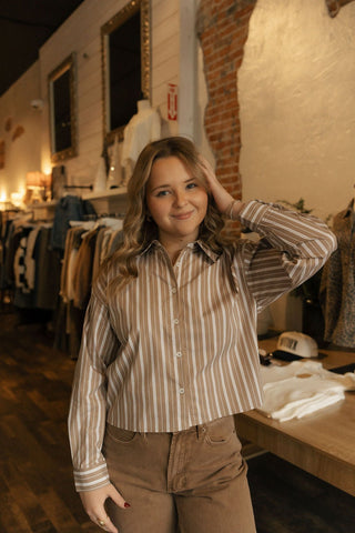 Crop Striped Shirt *final sale - The Red Thread Boutique