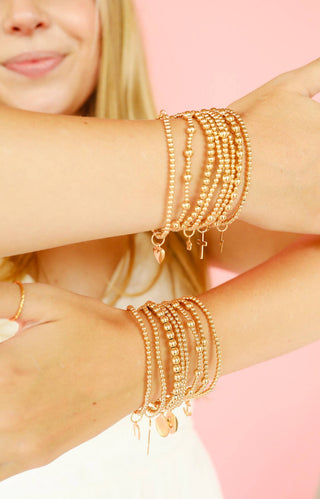 Cross Gold Charm Bracelet: Standard 6.75 inch - The Red Thread Boutique