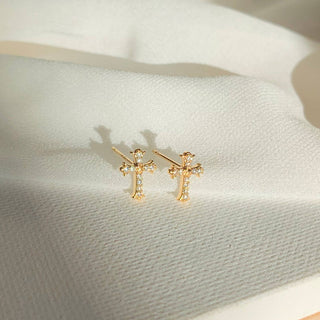 Cross Stud Earrings - The Red Thread Boutique