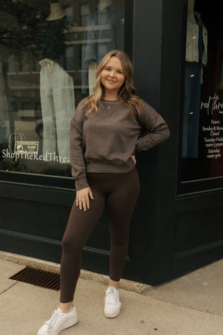 Crossover Waist Leggings, Espresso *final sale - The Red Thread Boutique