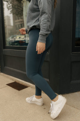 Crossover Waist Leggings, Navy *final sale - The Red Thread Boutique