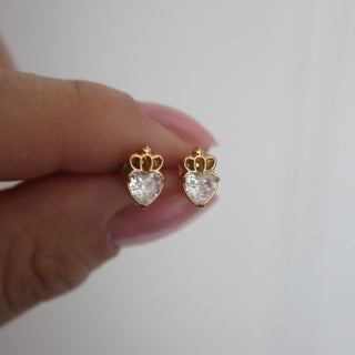Crowned Heart Zircon Studs - The Red Thread Boutique