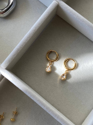 Crystal Huggie Hoops - The Red Thread Boutique