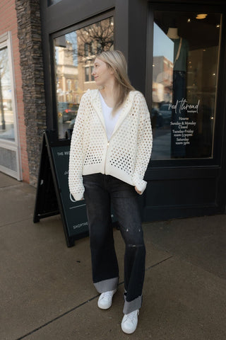 Cuffed Denim, Gray - The Red Thread Boutique