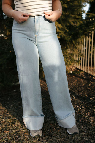 Cuffed Palazzo, Light Wash by Just Black Denim *final sale - The Red Thread Boutique