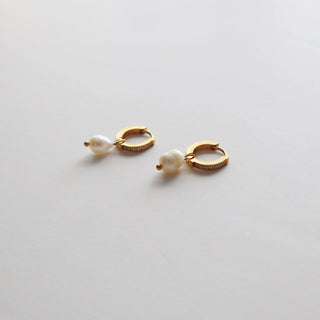 CZ Huggies with Pearl Drop - The Red Thread Boutique