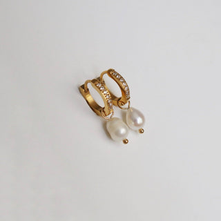 CZ Huggies with Pearl Drop - The Red Thread Boutique