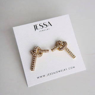 CZ Pave Knotted Earrings - The Red Thread Boutique