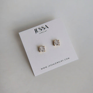 CZ Square Stud Earrings - The Red Thread Boutique