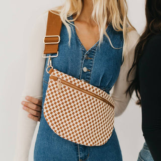 Westlyn Woven Bum Bag, Checkered Brown