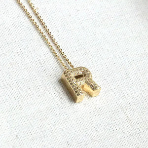 Rhinestone Letter Necklace: D