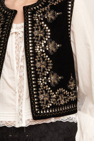 Embroidered Sequin Velvet Vest *final sale