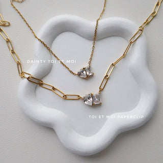 Dainty Toi et Moi Necklace | Pendant Necklace - The Red Thread Boutique