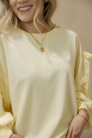 Daisy Lace Bow Sweatshirt, Butter - The Red Thread Boutique