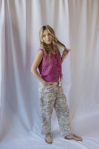 Daphne Tie Front Sweater Vest, Hot Pink - The Red Thread Boutique