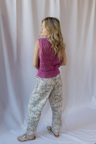 Daphne Tie Front Sweater Vest, Hot Pink - The Red Thread Boutique