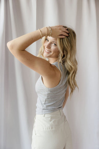 Della Padded Bra Crop Tank, Gray - The Red Thread Boutique