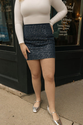 Demi Denim Sequin Skirt *final sale - The Red Thread Boutique