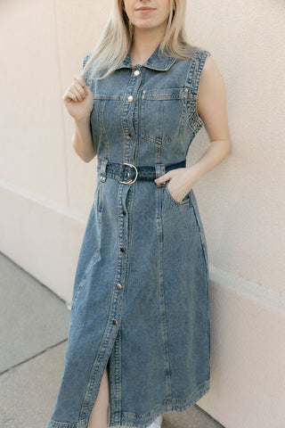Denim Midi Dress - The Red Thread Boutique