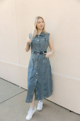 Denim Midi Dress - The Red Thread Boutique