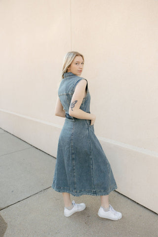 Denim Midi Dress - The Red Thread Boutique