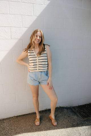 Devanne Striped Vest, Navy/Cream *final sale - The Red Thread Boutique