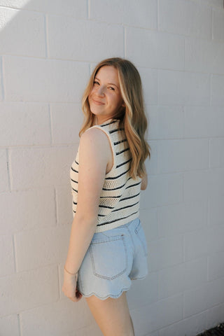 Devanne Striped Vest, Navy/Cream *final sale - The Red Thread Boutique