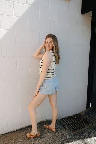 Devanne Striped Vest, Navy/Cream *final sale - The Red Thread Boutique
