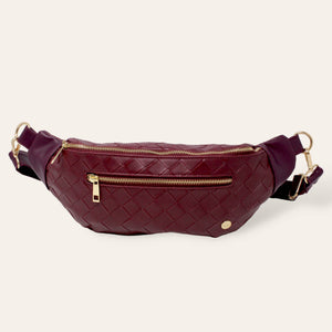 Trendy Luxe Belt Bag - Woven Plum