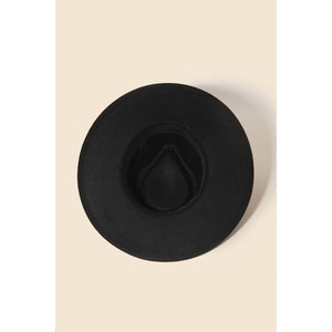 Embroidered Strap Fedora Hat, Black