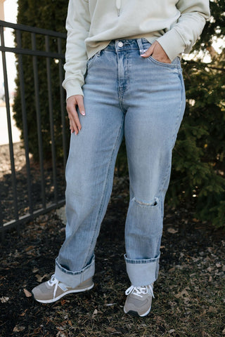 Distressed Slim Wide Denim by Vervet - The Red Thread Boutique