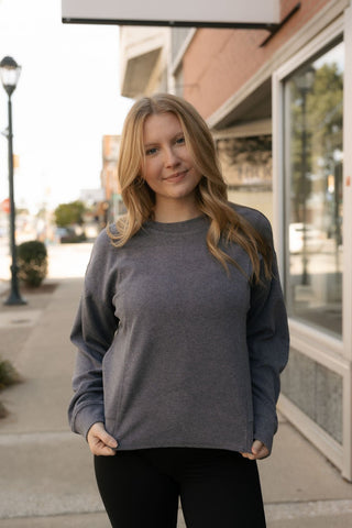 Dream Knit Jane Top, Obsidian Gray - The Red Thread Boutique