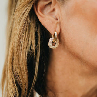 Drop Diamond Square Huggie Hoops - The Red Thread Boutique