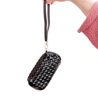 Dylan Woven Sunglass Case Wristlet: Brown - The Red Thread Boutique