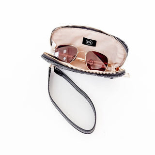 Dylan Woven Sunglass Case Wristlet: Brown - The Red Thread Boutique