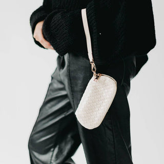 Dylan Woven Sunglass Case Wristlet: Checkered Brown - The Red Thread Boutique