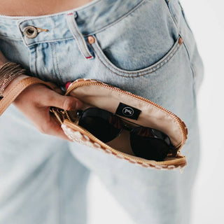 Dylan Woven Sunglass Case Wristlet: Cream - The Red Thread Boutique